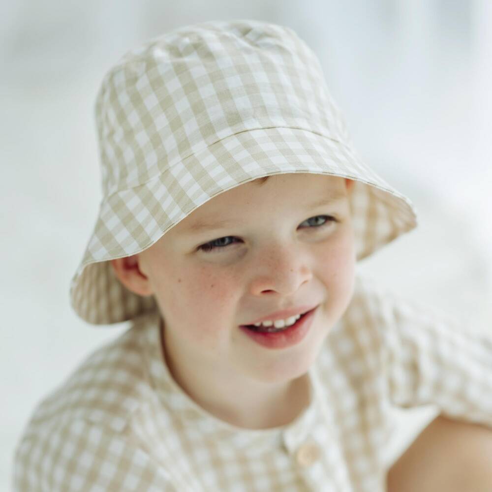 Jamiks-Boys Green & White Gingham Bucket Hat | Childrensalon Outlet