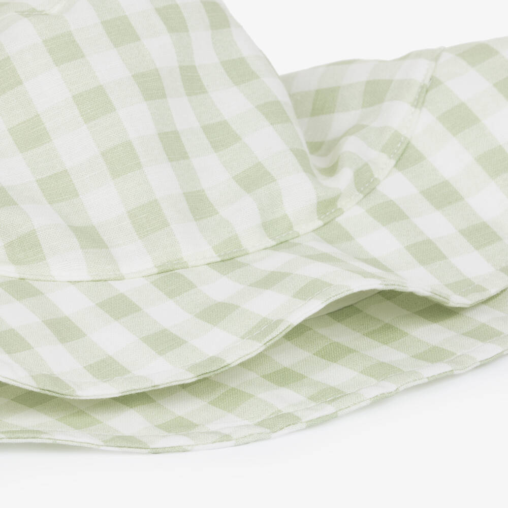 Jamiks-Boys Green & White Gingham Bucket Hat | Childrensalon Outlet