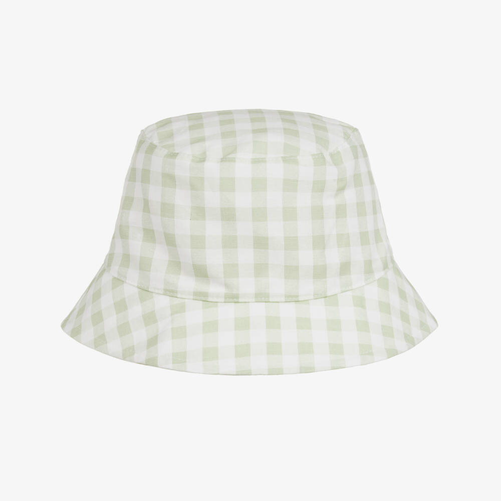 Jamiks-Boys Green & White Gingham Bucket Hat | Childrensalon Outlet