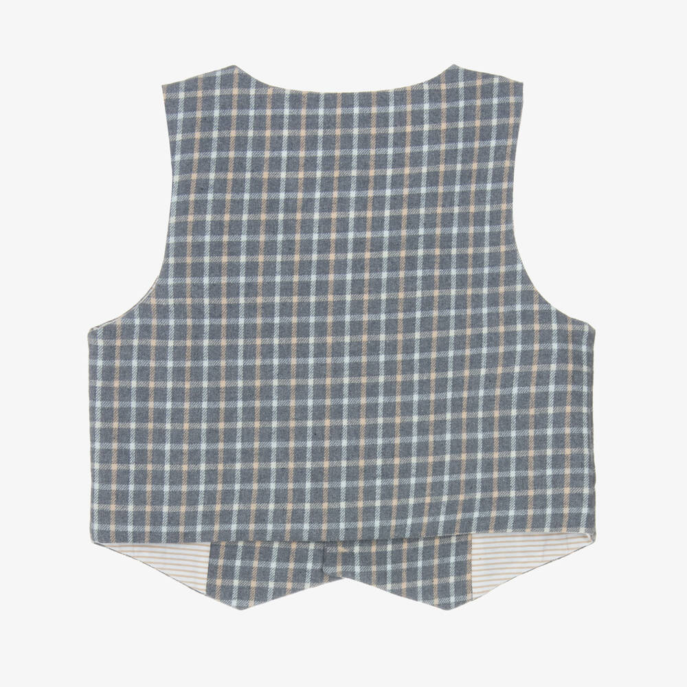 Jamiks-Жилет из серого хлопка в клетку для мальчиков | Childrensalon Outlet