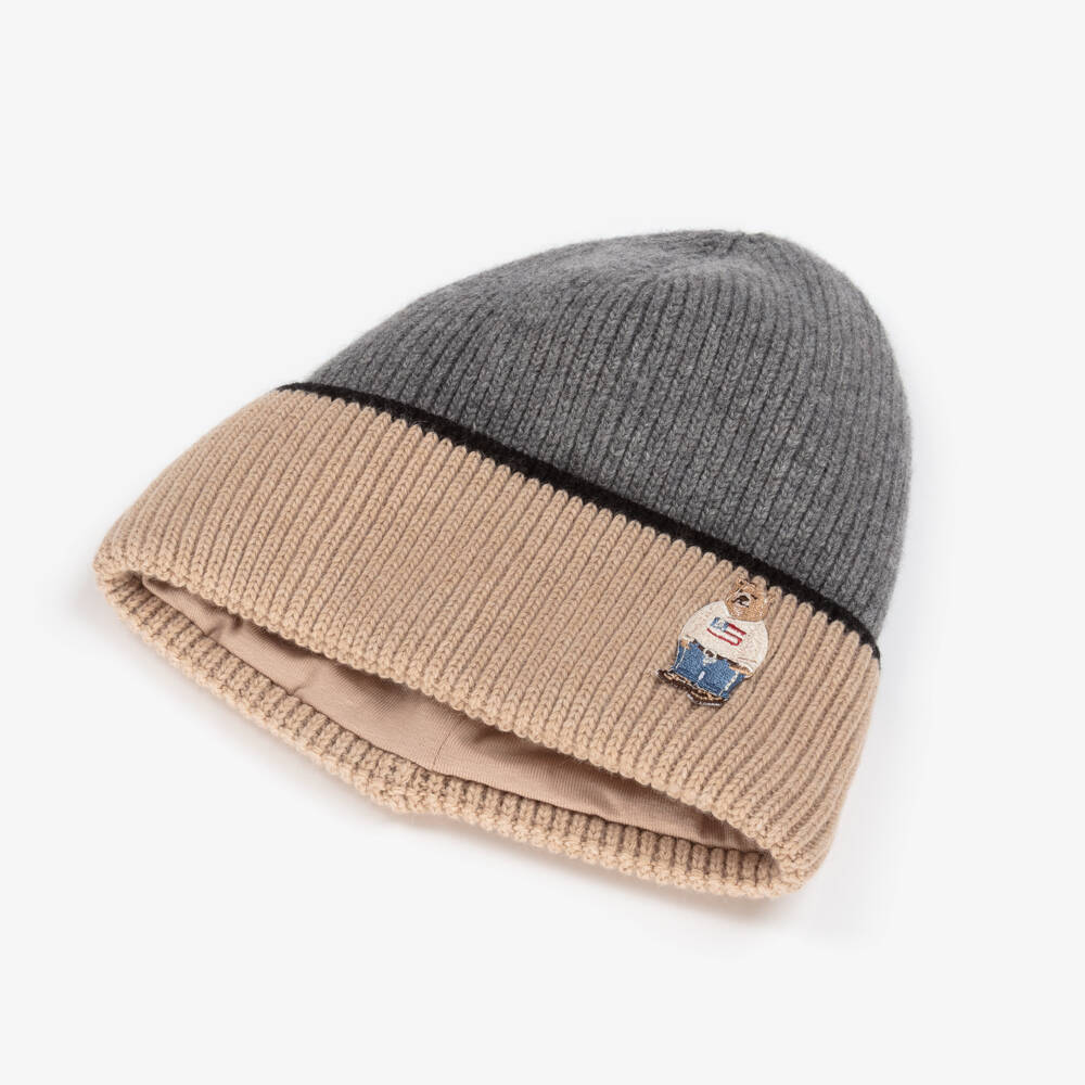 Jamiks-Шапка вязаная серая бежевая для мальчиков | Childrensalon Outlet