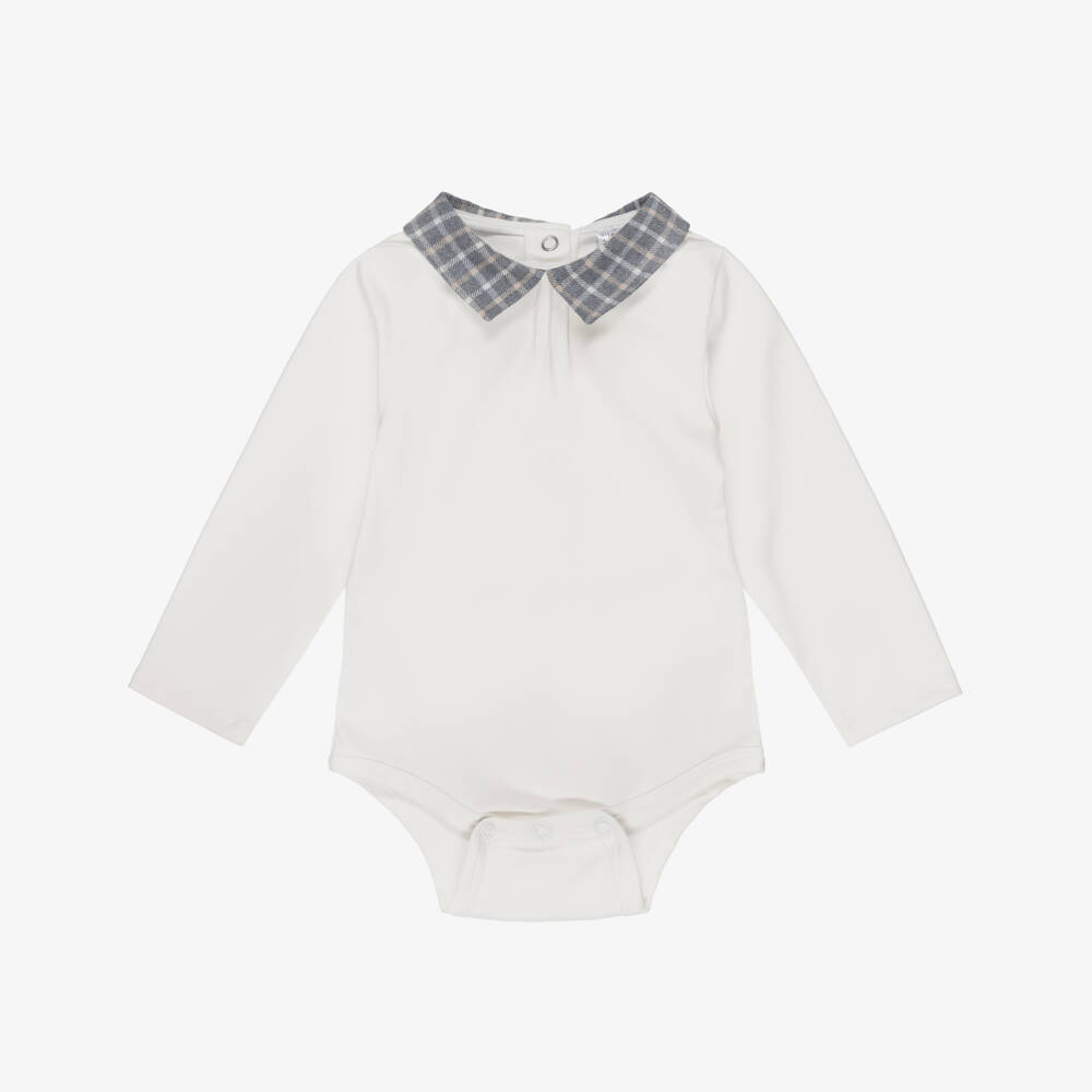 Jamiks-Boys Grey Plaid-Collared Bodysuit | Childrensalon Outlet