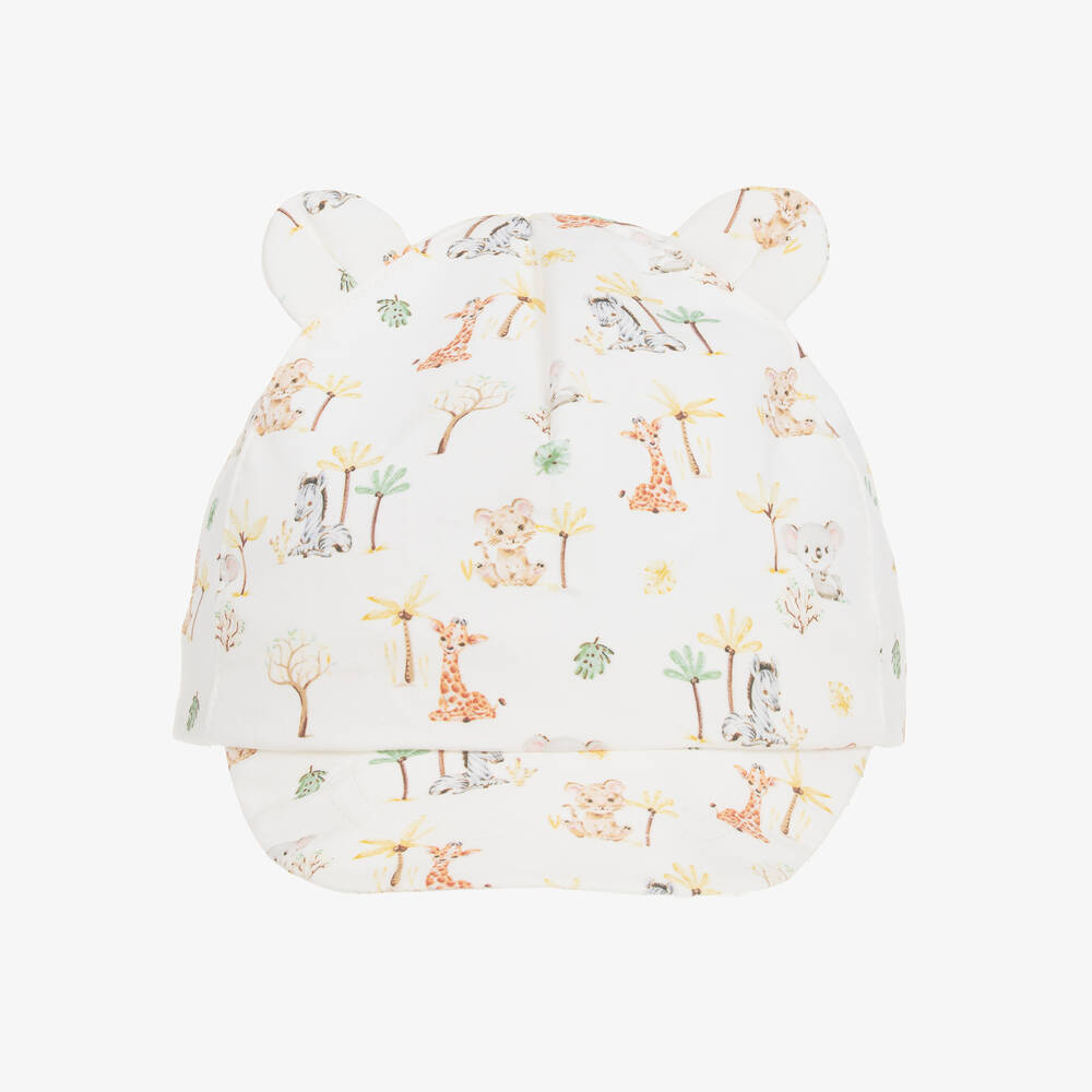 Jamiks-Boys Ivory Cotton Animal Print Cap | Childrensalon Outlet