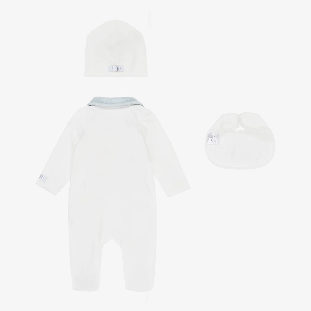 Jamiks-Boys Ivory Velour Bunny Babysuit Set | Childrensalon Outlet