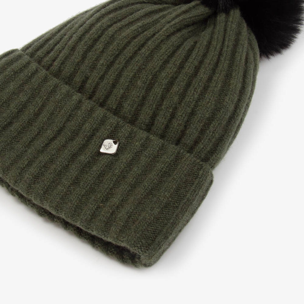 Jamiks-Boys Khaki Wool Pom-Pom Beanie | Childrensalon Outlet