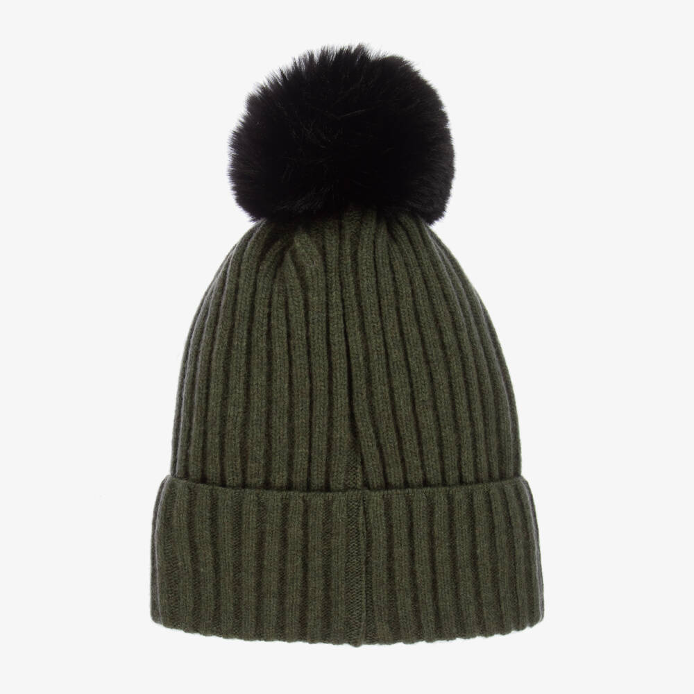 Jamiks-Boys Khaki Wool Pom-Pom Beanie | Childrensalon Outlet