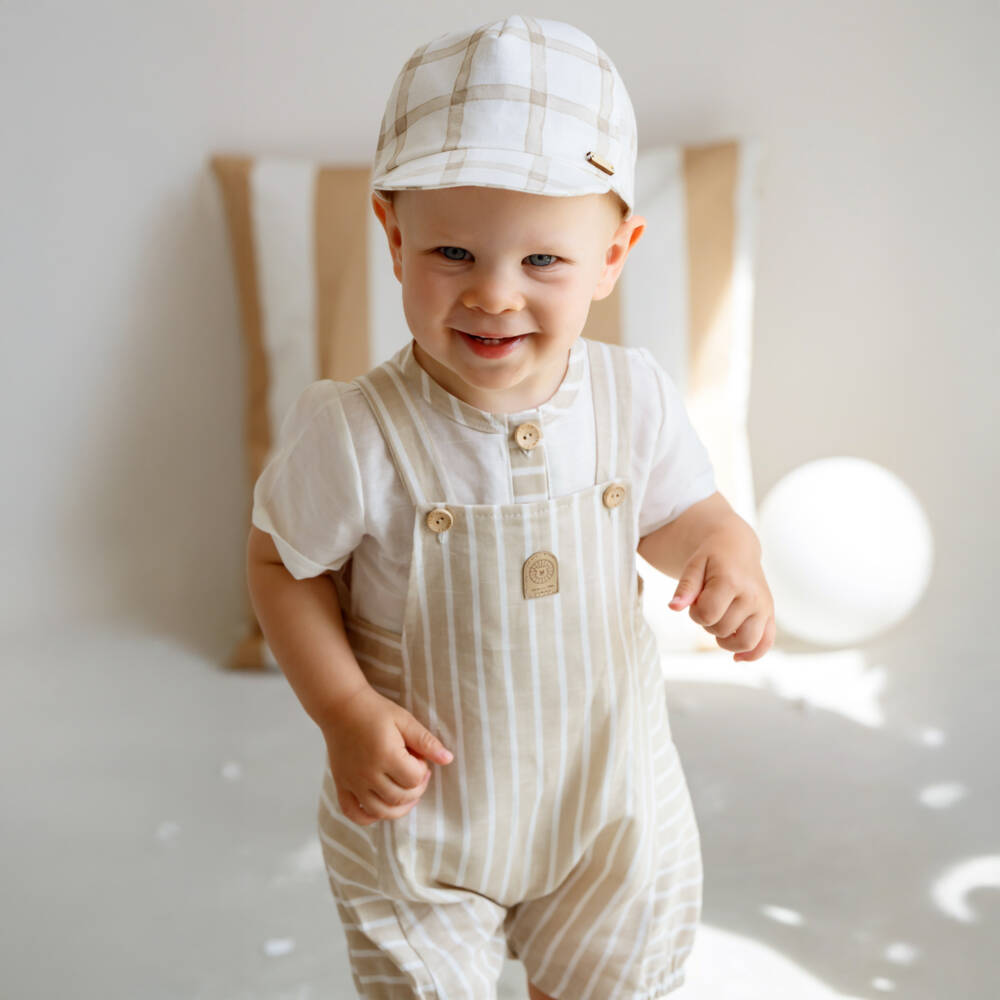 Jamiks-Boys Linen Blend Dungaree Ensemble | Childrensalon Outlet
