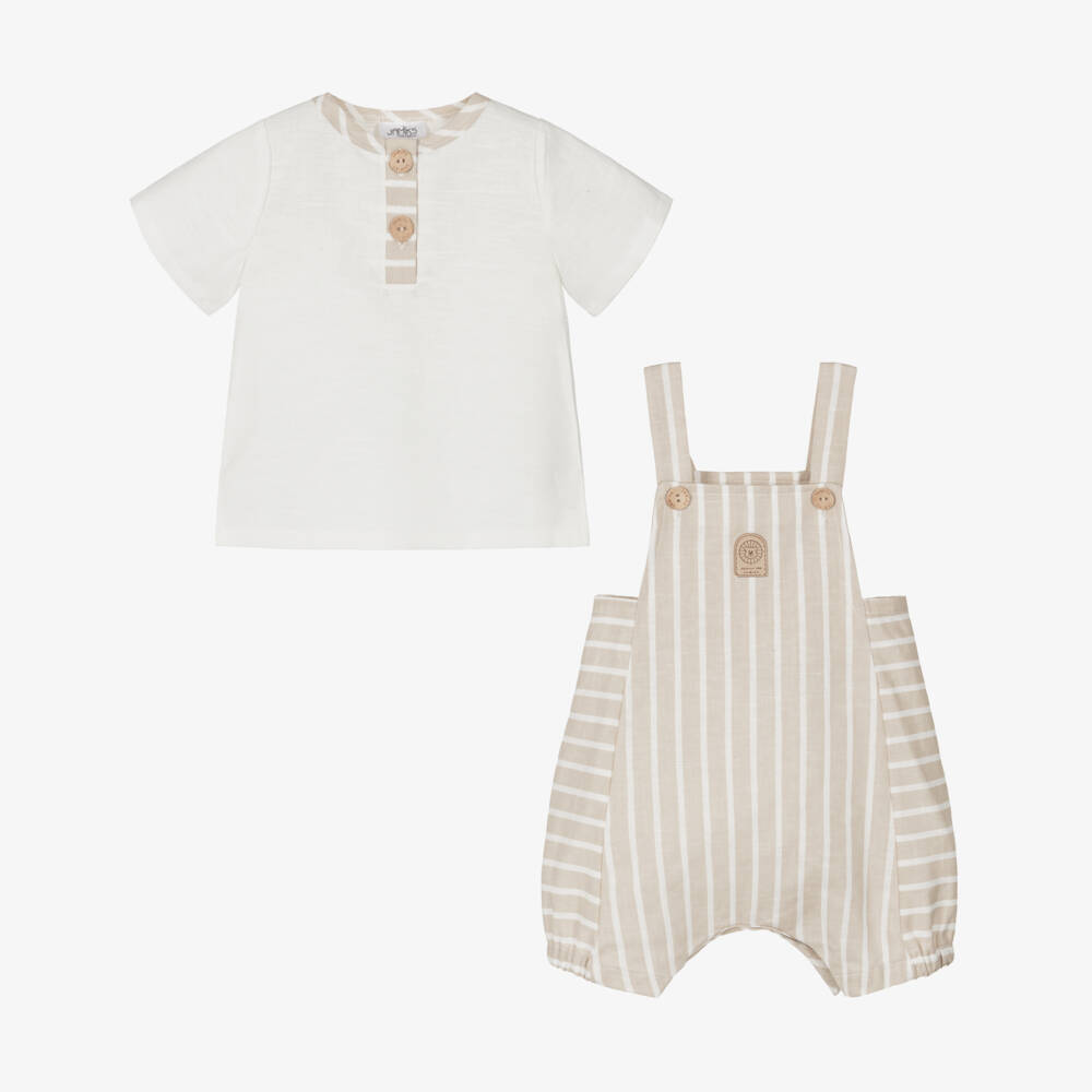 Jamiks-Boys Linen Blend Dungaree Ensemble | Childrensalon Outlet