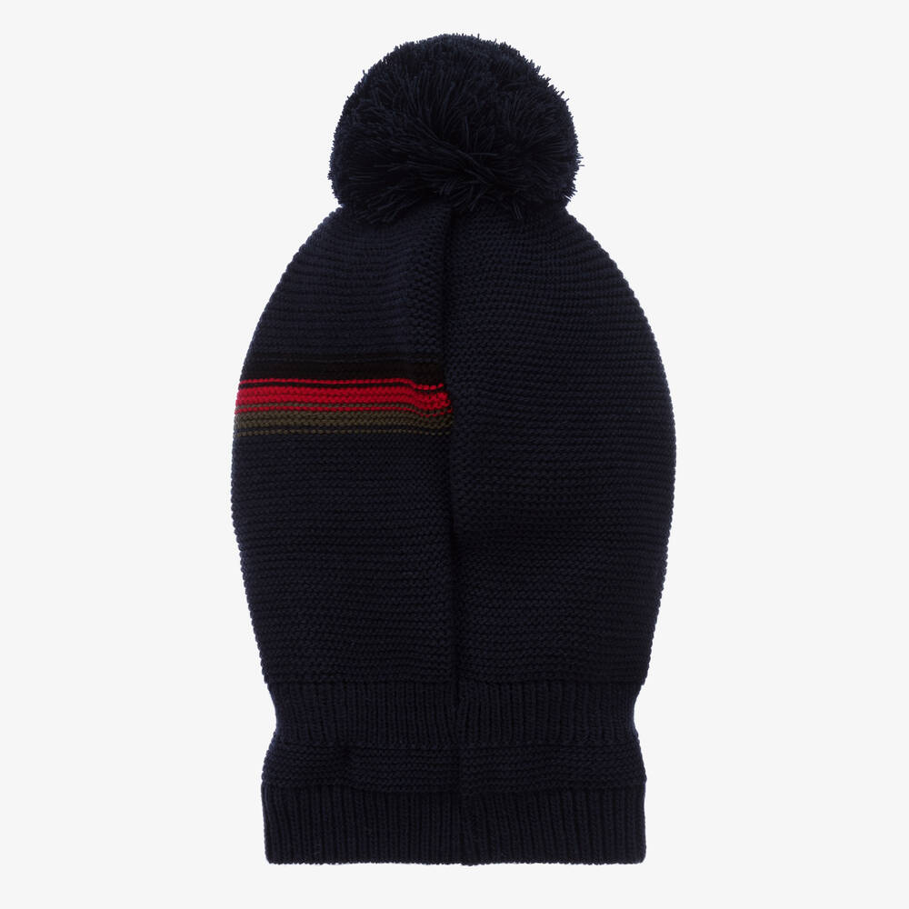 Jamiks-Boys Navy Blue Knitted Pom-Pom Balaclava | Childrensalon Outlet
