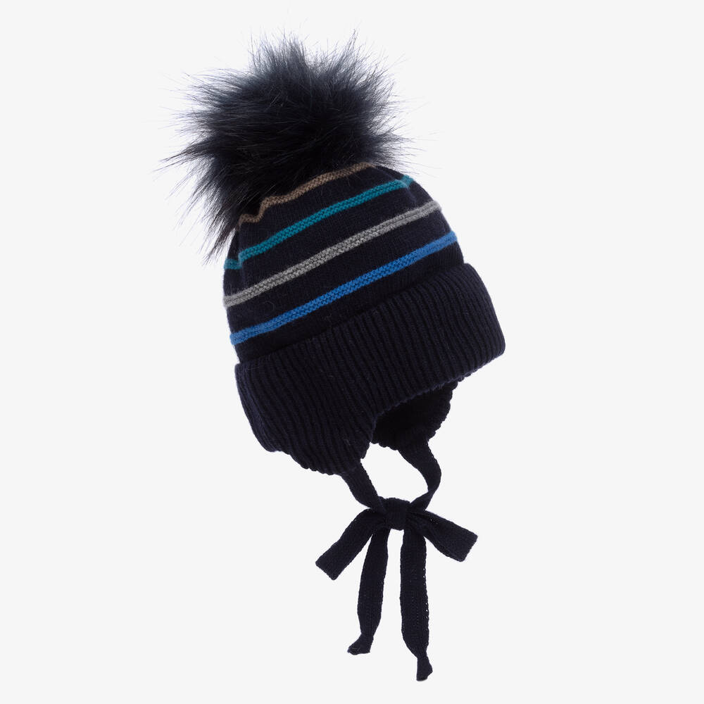 Jamiks - Синяя шапка в полоску с помпоном | Childrensalon
