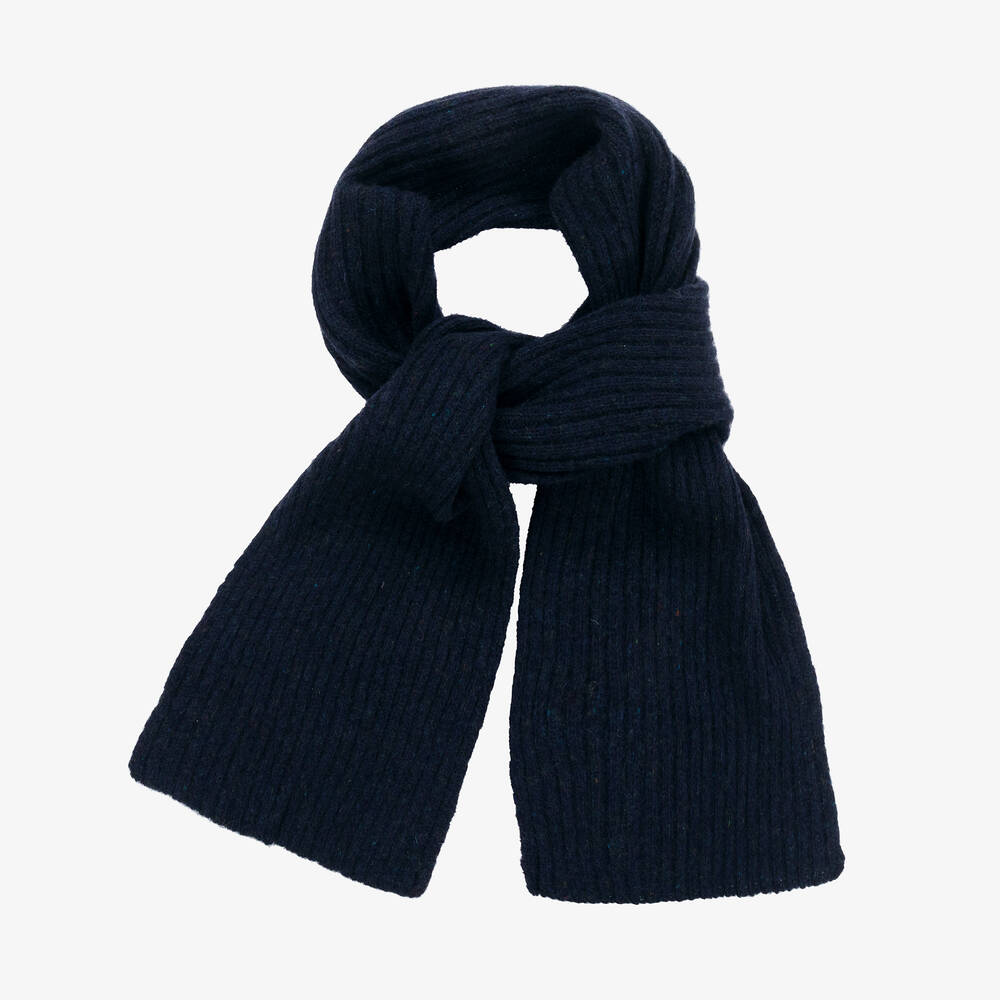 Jamiks - Boys Navy Blue Wool-Knit Scarf (130cm) | Childrensalon