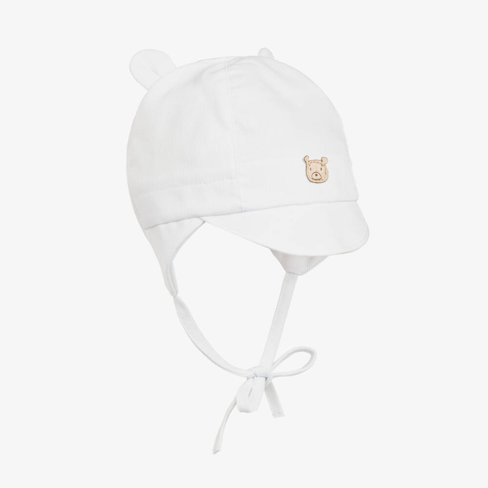 Jamiks-Boys Organic White Cotton Hat | Childrensalon Outlet