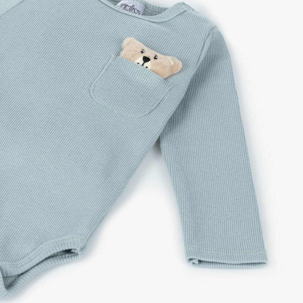 Jamiks-Boys Ribbed Blue Trouser Set | Childrensalon Outlet