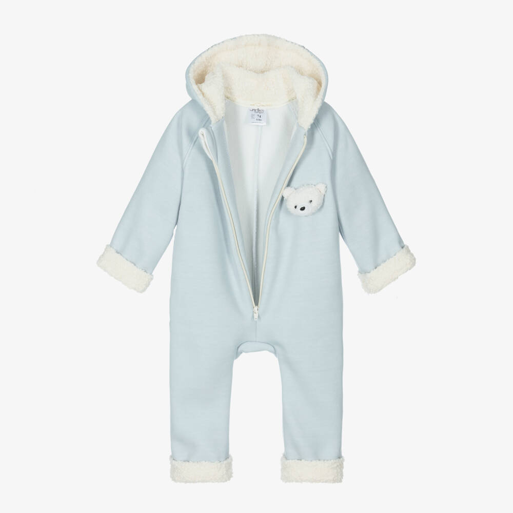 Jamiks-Boys Soft Blue Teddy Pramsuit | Childrensalon Outlet