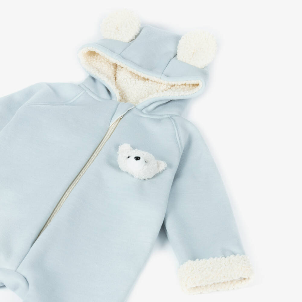 Jamiks-Boys Soft Blue Teddy Pramsuit | Childrensalon Outlet