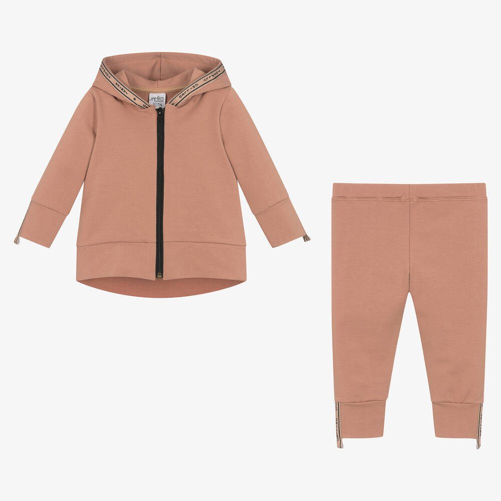 Jamiks-Коричневый хлопковый спортивный костюм с капюшоном | Childrensalon Outlet