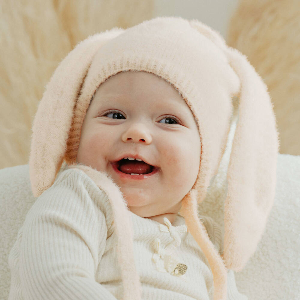 Jamiks-Dark Ivory Fluffy-Knit Bunny Ears Hat | Childrensalon Outlet