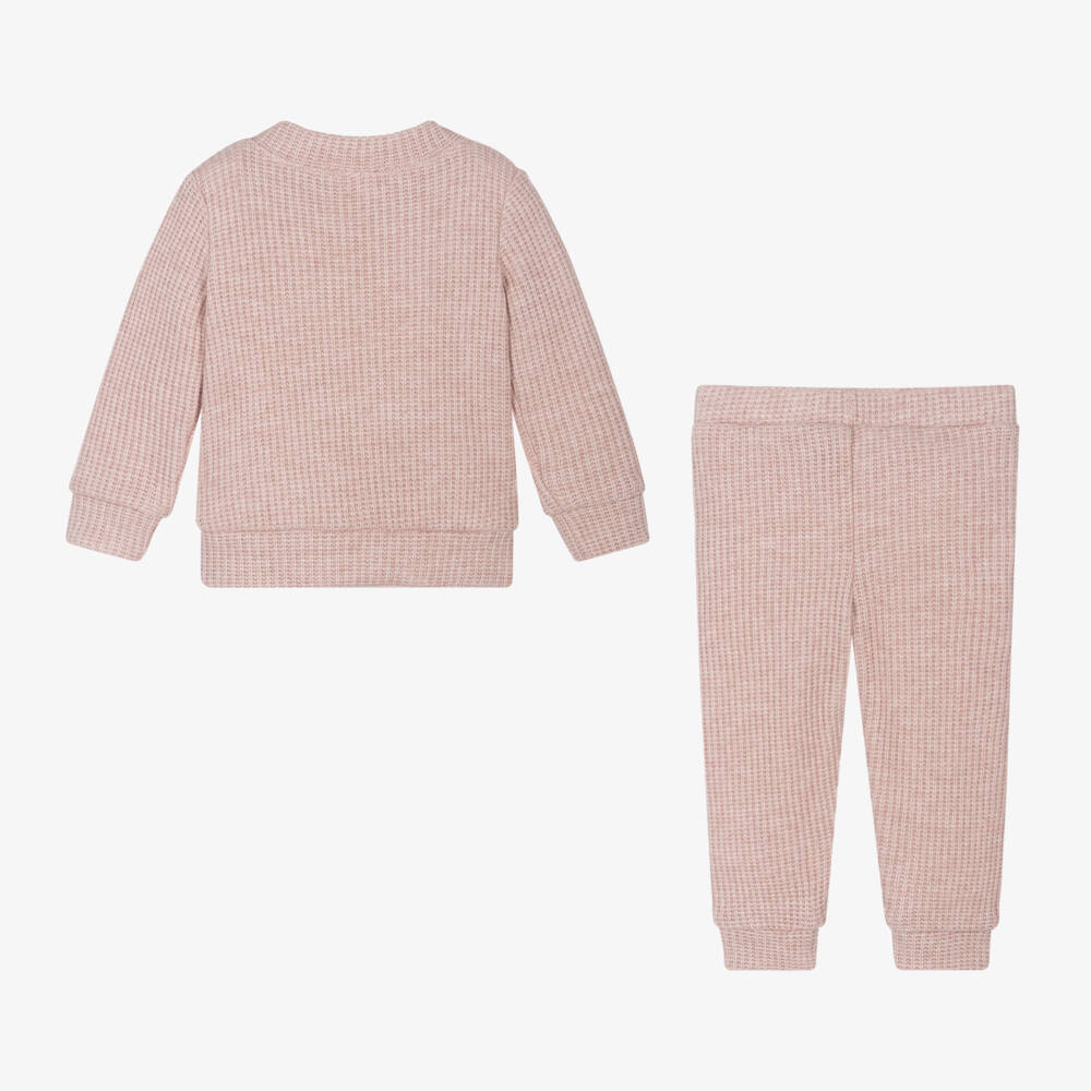 Jamiks-طقم بنطلون مزين بدب أطفال بناتي لون زهري | Childrensalon Outlet