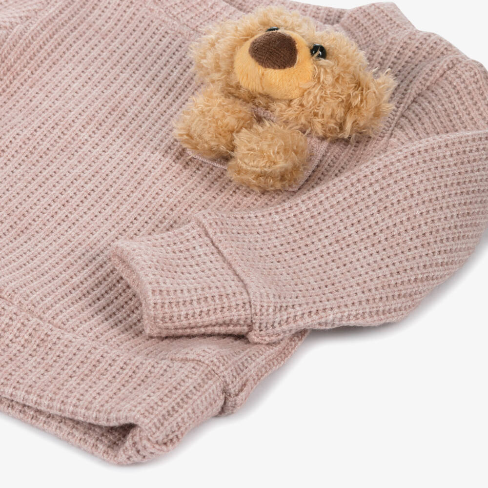 Jamiks-طقم بنطلون مزين بدب أطفال بناتي لون زهري | Childrensalon Outlet