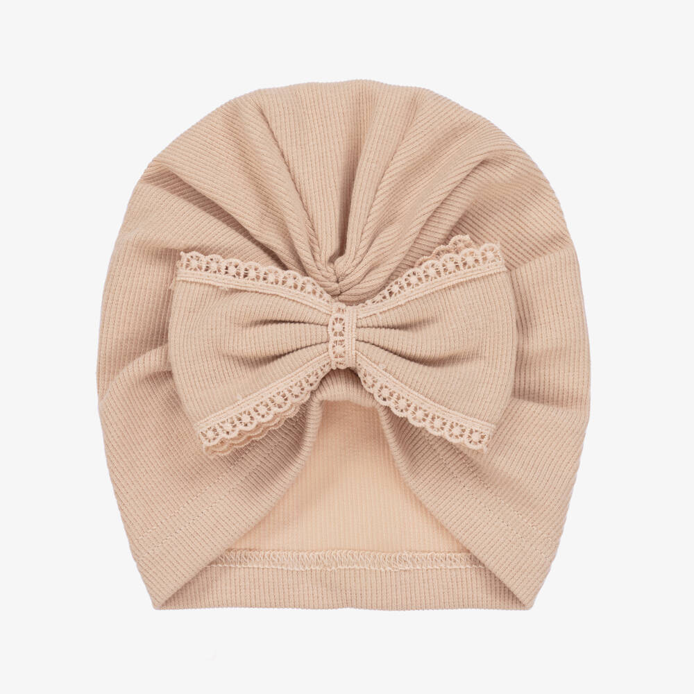 Jamiks-Girls Beige Cotton Bow Turban | Childrensalon Outlet
