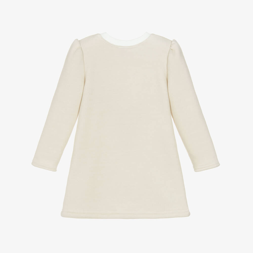 Jamiks-فستان بناتي بيج من القطن بجيوب على شكل دب | Childrensalon Outlet