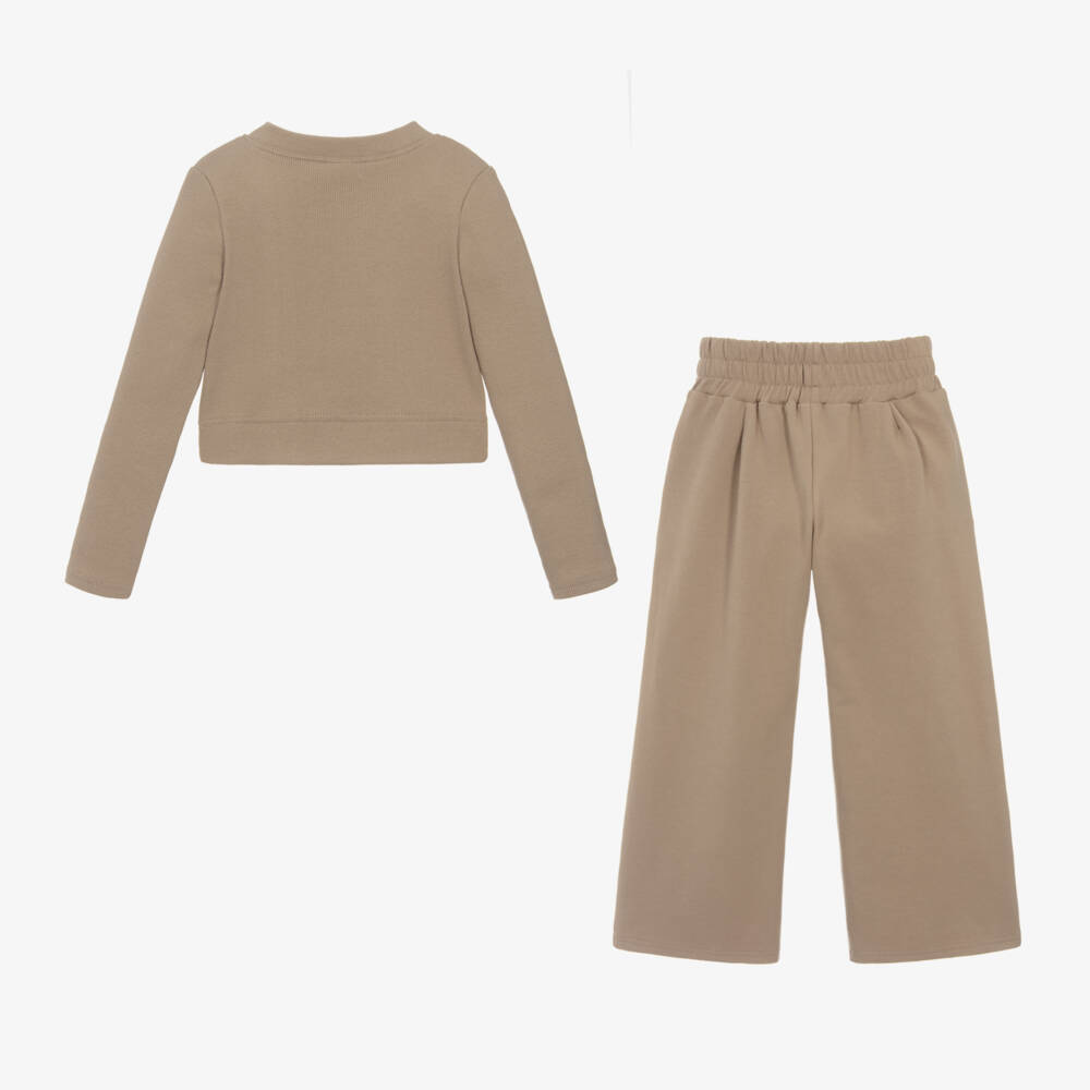 Jamiks-طقم بنطلون قطن جيرسي لون بيج للبنات | Childrensalon Outlet