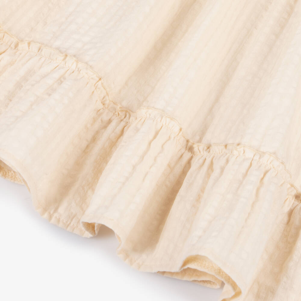 Jamiks-Girls Beige Seersucker Cotton Frock | Childrensalon Outlet