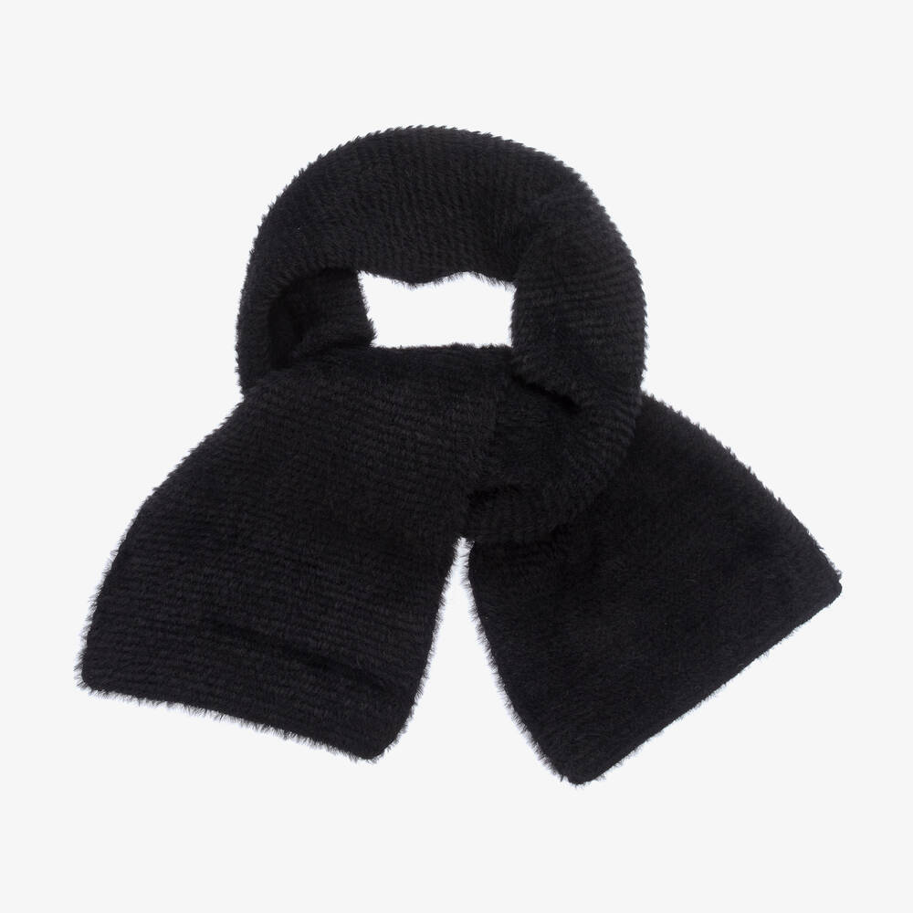 Jamiks - Черный пушистый вязаный шарф (132см) | Childrensalon