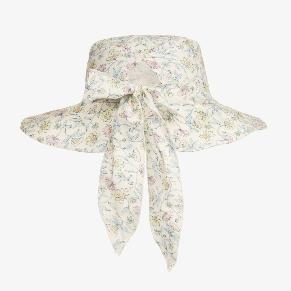 Jamiks-Girls Blue Floral Cotton Sun Hat | Childrensalon Outlet