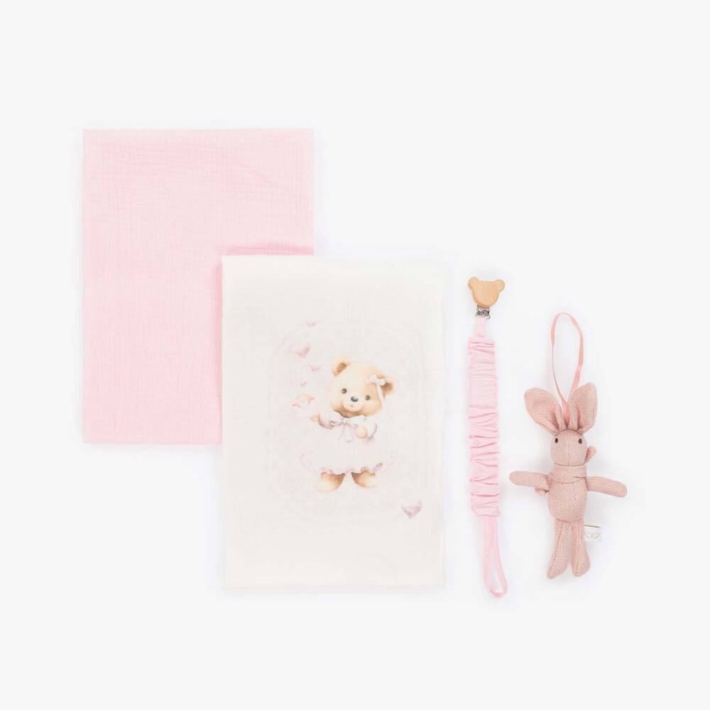 Jamiks-Girls' Blush Bear Muslin Set | Childrensalon Outlet