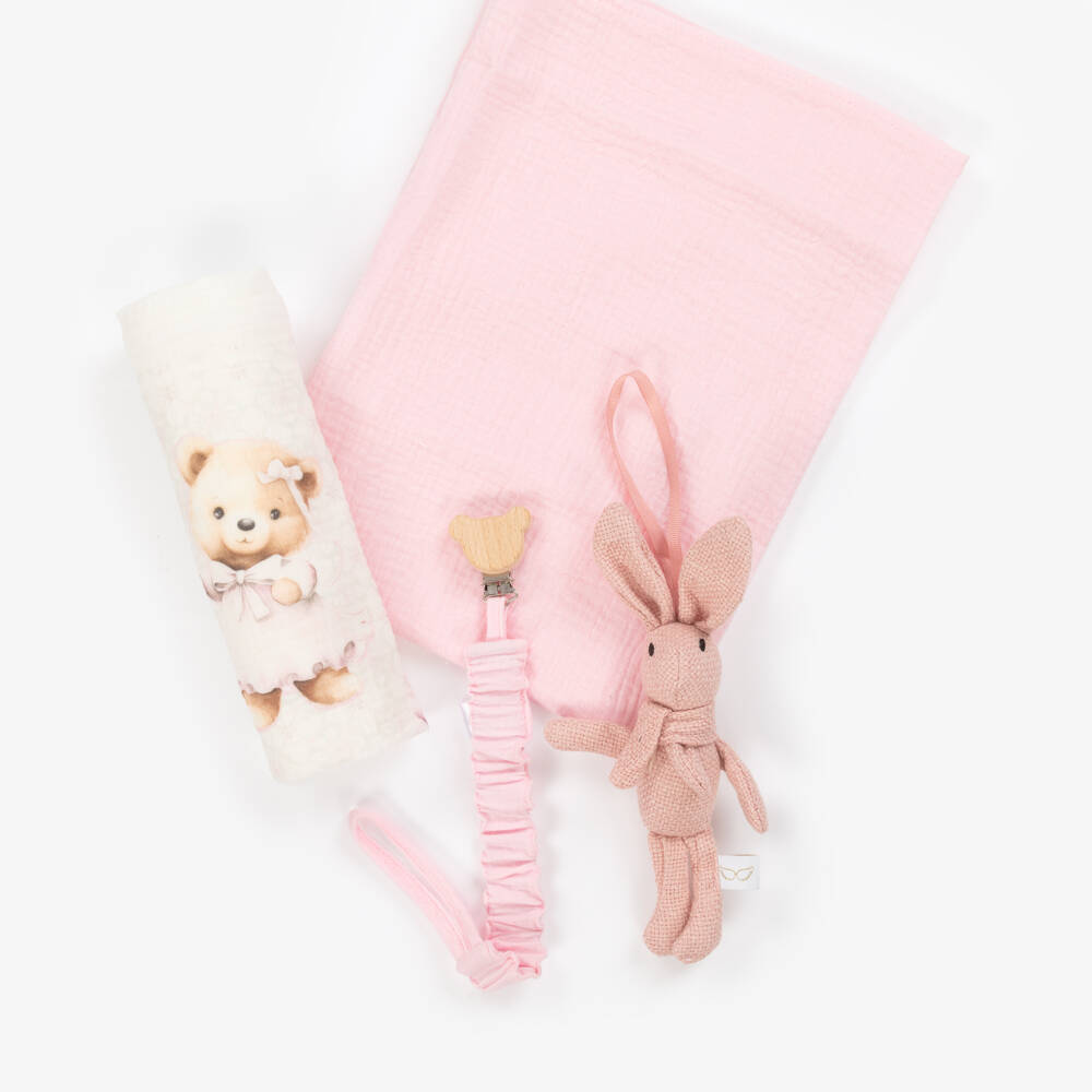 Jamiks-Girls' Blush Bear Muslin Set | Childrensalon Outlet