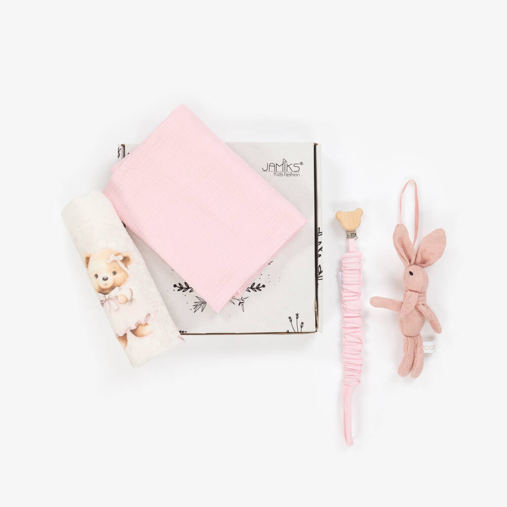Jamiks-Girls' Blush Bear Muslin Set | Childrensalon Outlet
