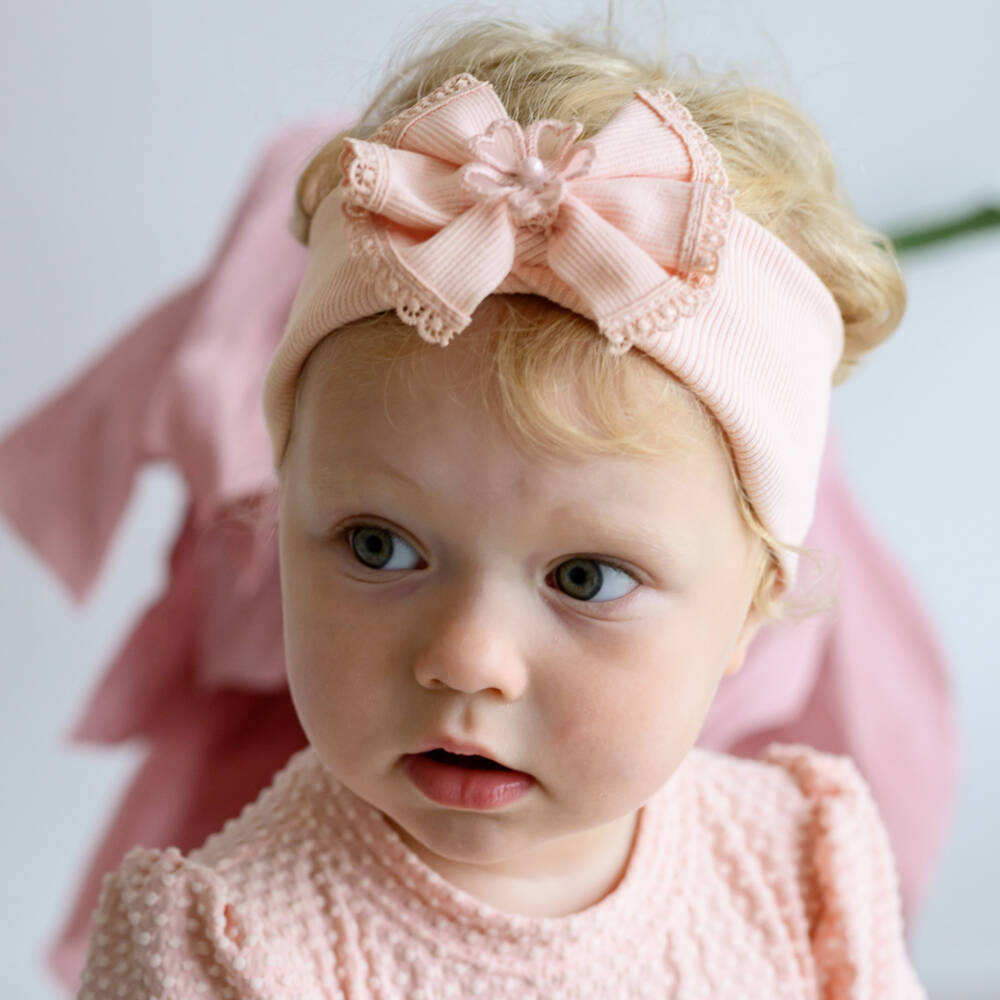 Jamiks-Girls Blush Pink Cotton Bow Headband | Childrensalon Outlet