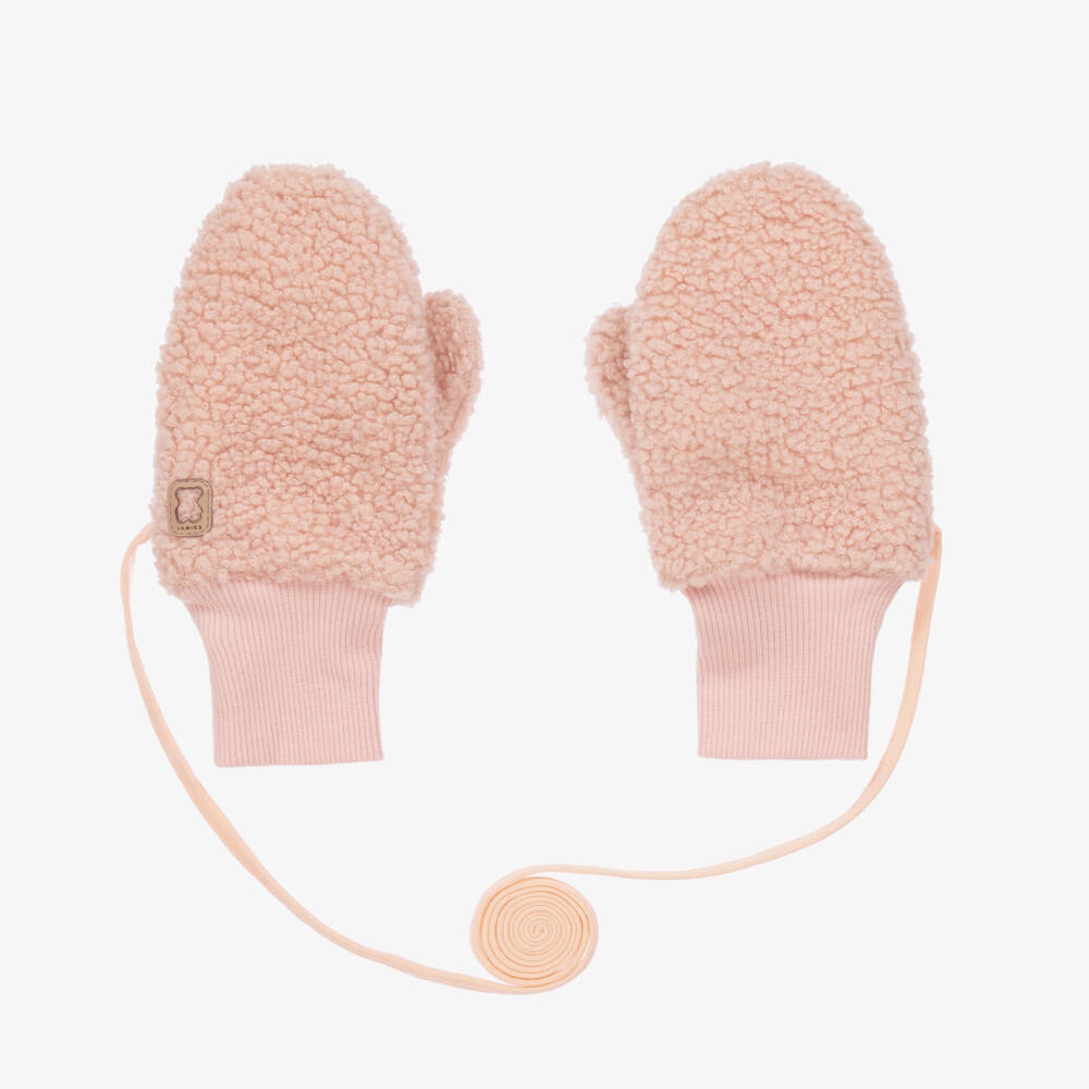 Jamiks-Girls Bouclé Fleece Pink Mittens | Childrensalon Outlet