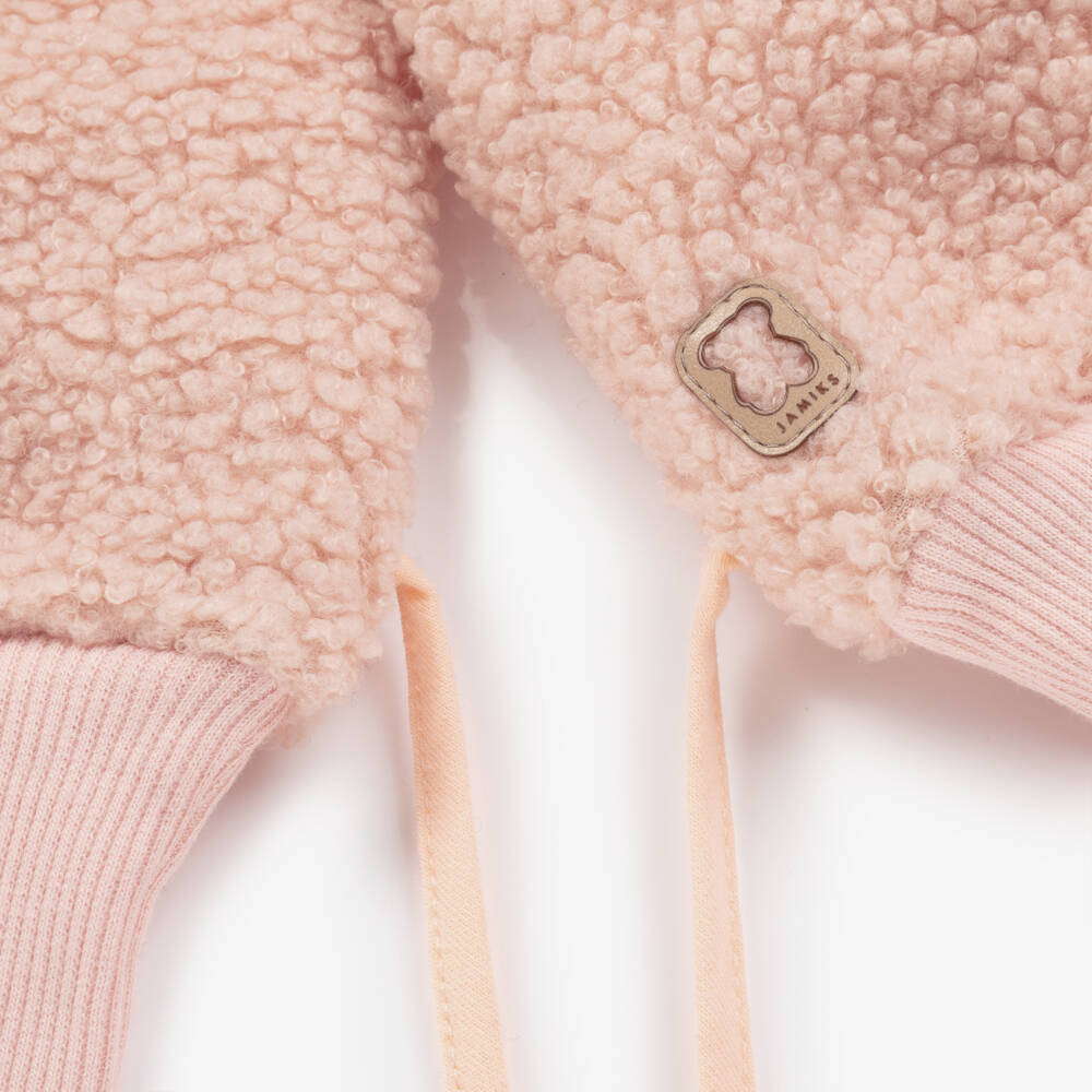 Jamiks-Girls Bouclé Fleece Pink Mittens | Childrensalon Outlet