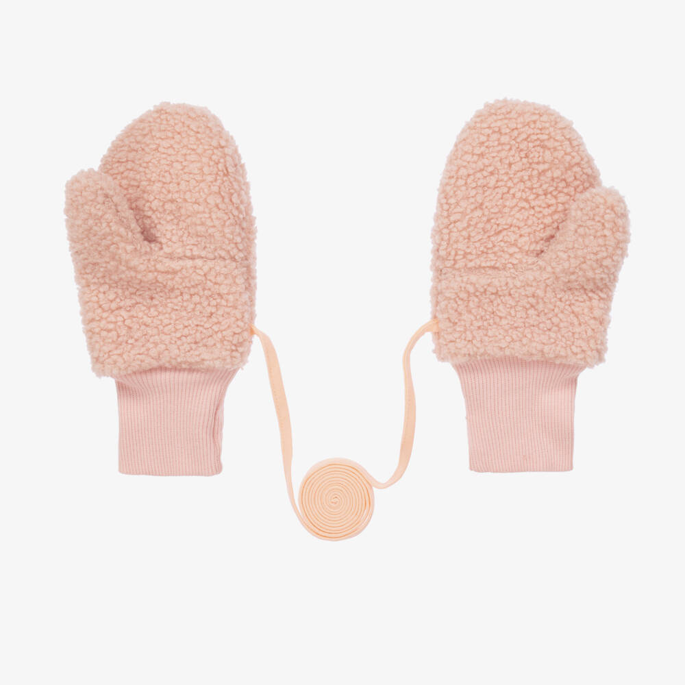 Jamiks-Girls Bouclé Fleece Pink Mittens | Childrensalon Outlet