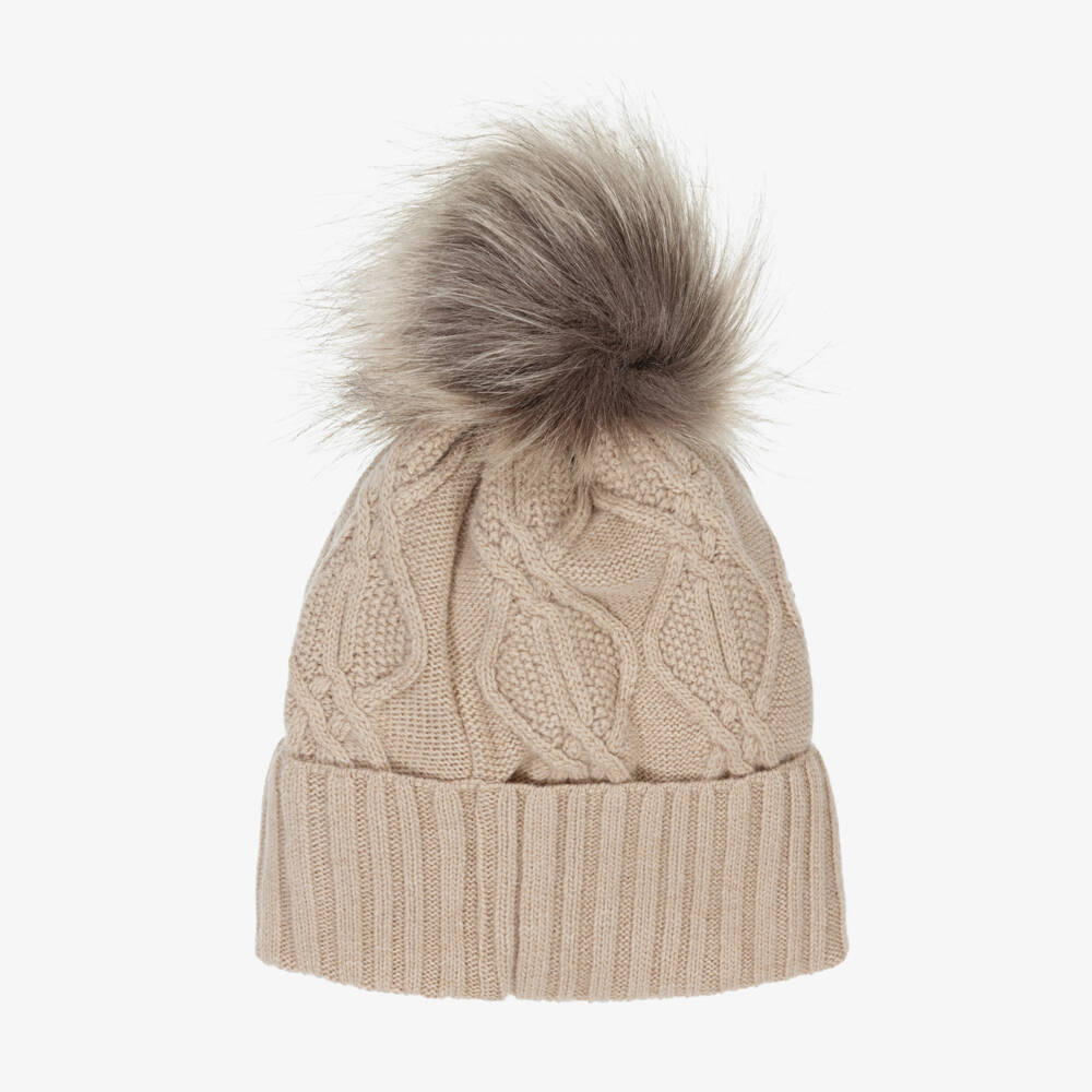 Jamiks-Girls Cable Knit Beige Hat | Childrensalon Outlet