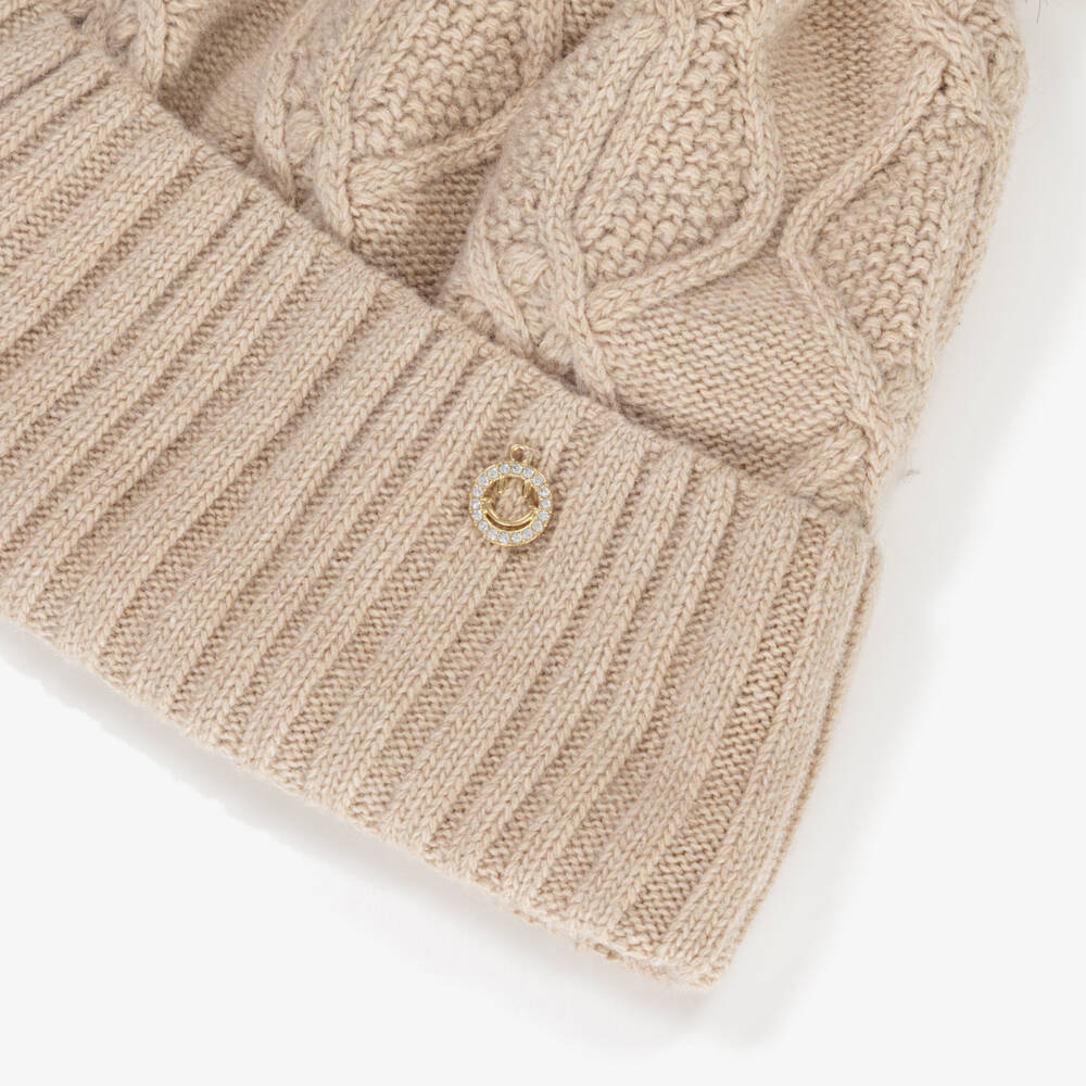 Jamiks-Girls Cable Knit Beige Hat | Childrensalon Outlet