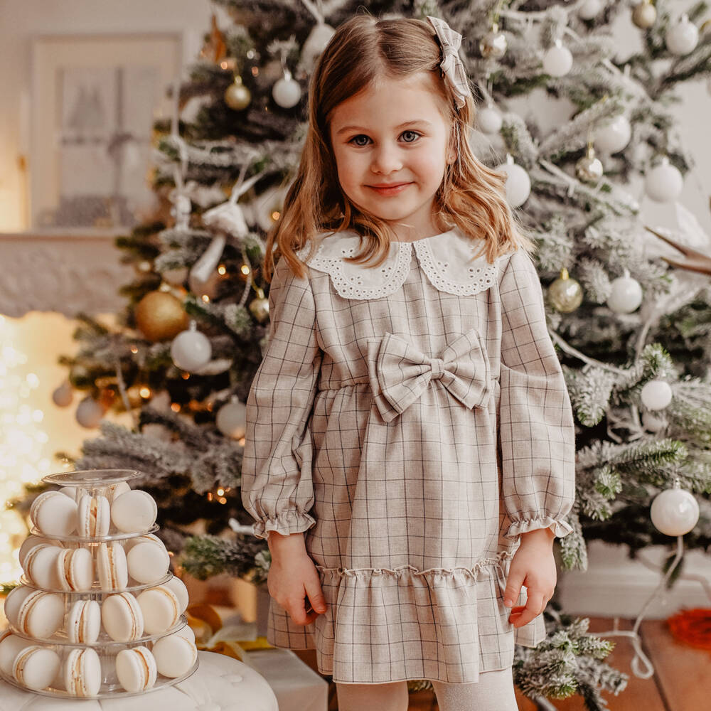 Jamiks-Girls Checkered Cotton Dress with Bow | Childrensalon Outlet