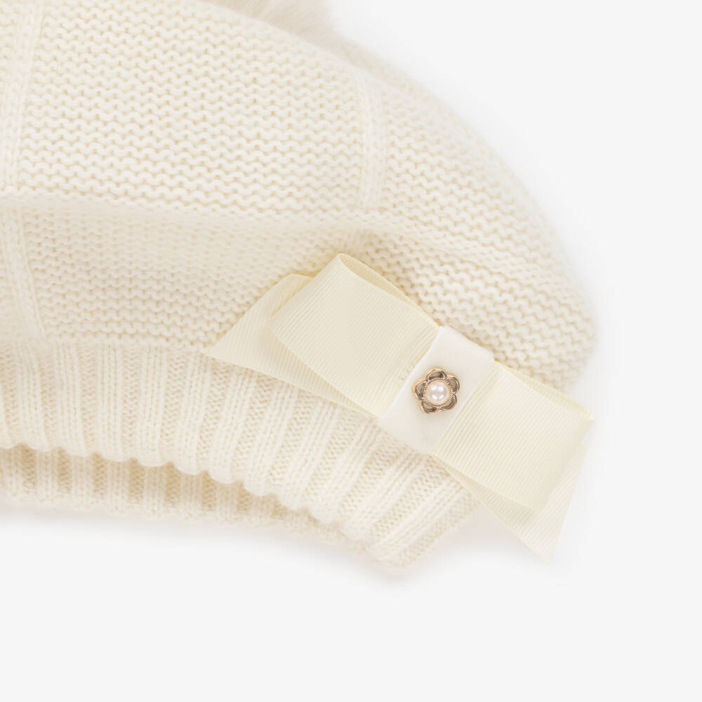 Jamiks-Girls Cozy Ecru Knit Beret | Childrensalon Outlet