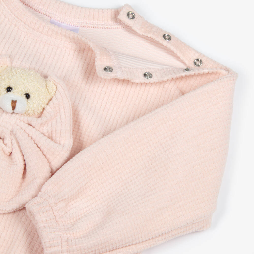 Jamiks-Уютный розовый костюм с мишкой для девочек | Childrensalon Outlet