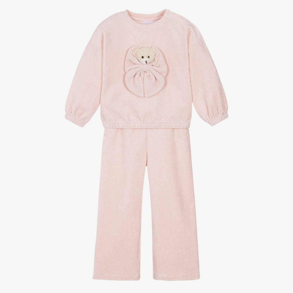 Jamiks-Уютный розовый костюм с мишкой для девочек | Childrensalon Outlet