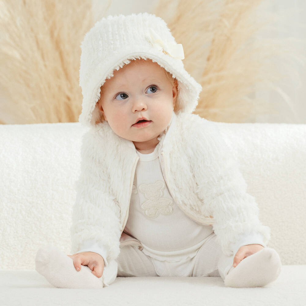 Jamiks-Girls Cream Fluffy Zip Jacket | Childrensalon Outlet