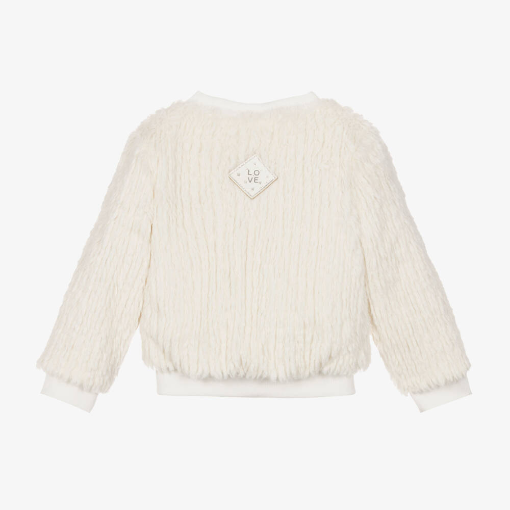 Jamiks-Girls Cream Fluffy Zip Jacket | Childrensalon Outlet