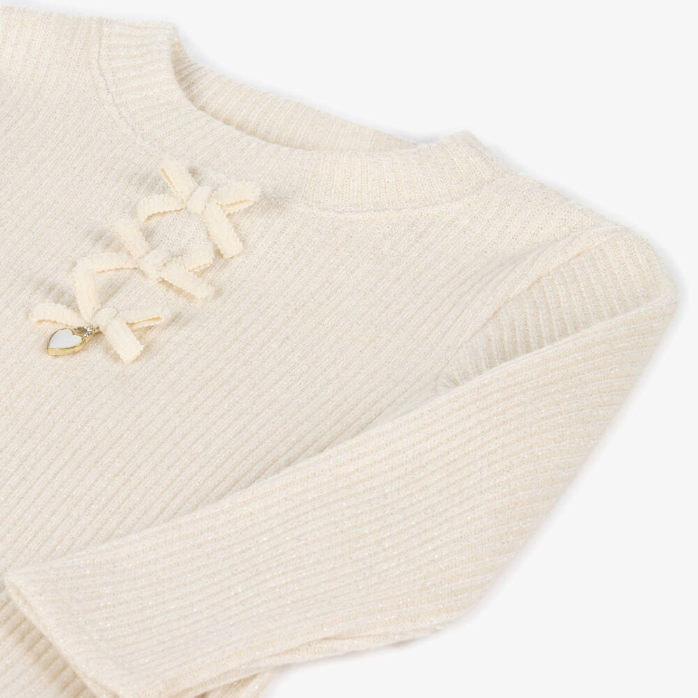 Jamiks-Girls Cream Knit & Bouclé Frock | Childrensalon Outlet
