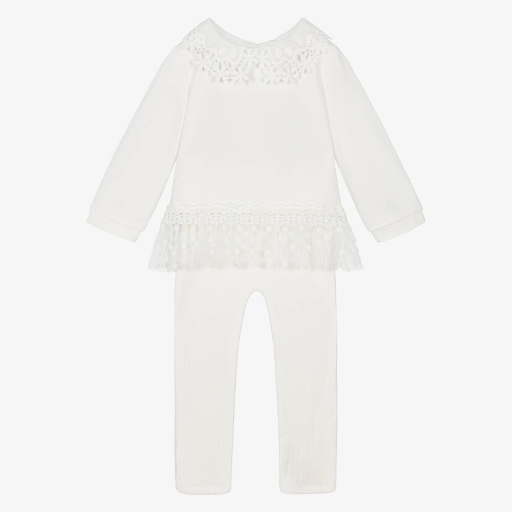 Jamiks-Кремовый комплект с кружевом для девочек | Childrensalon Outlet