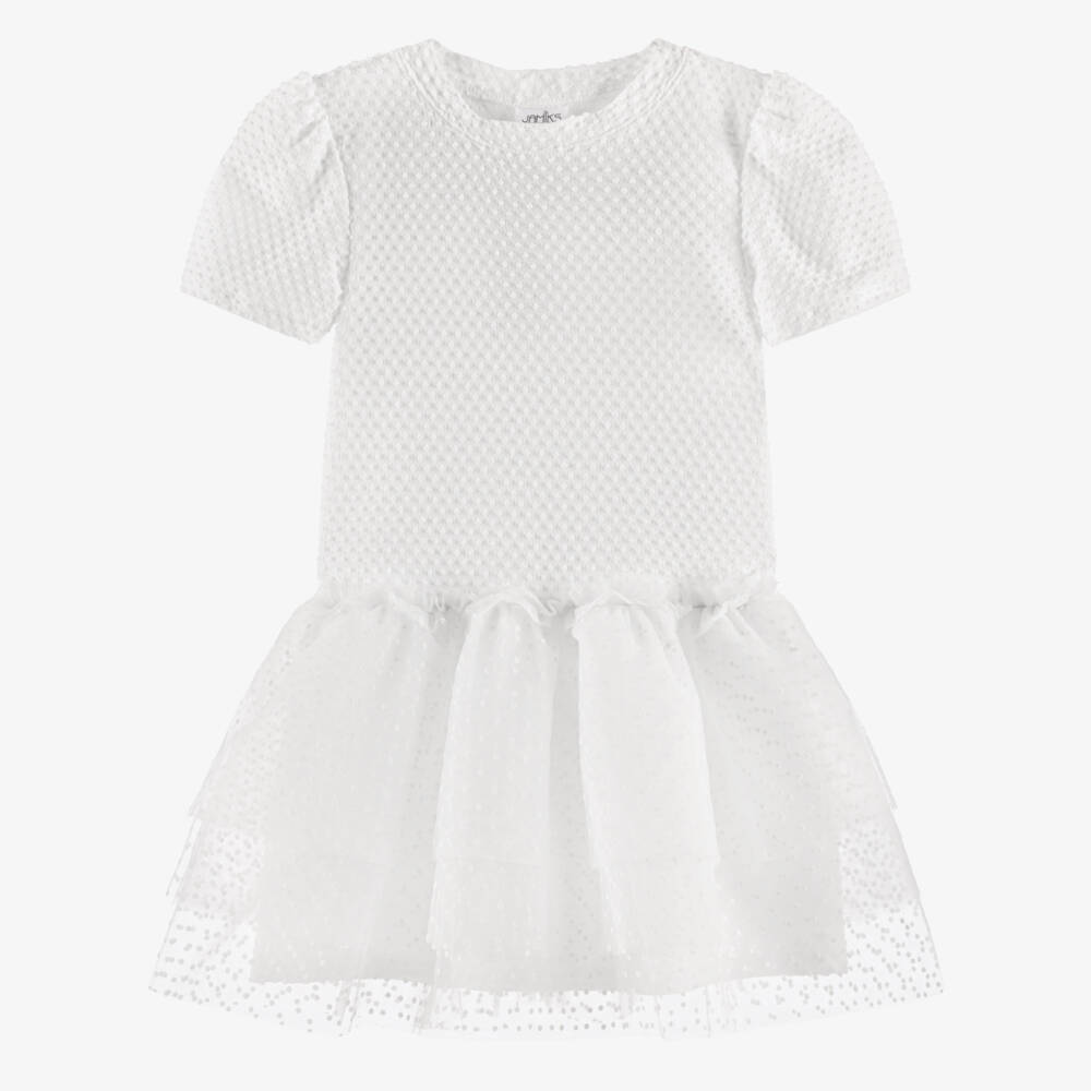 Jamiks-Girls Cream Tulle & Jersey Frock | Childrensalon Outlet