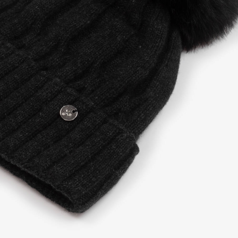 Jamiks-Girls Dark Grey Wool Pom-Pom Hat | Childrensalon Outlet