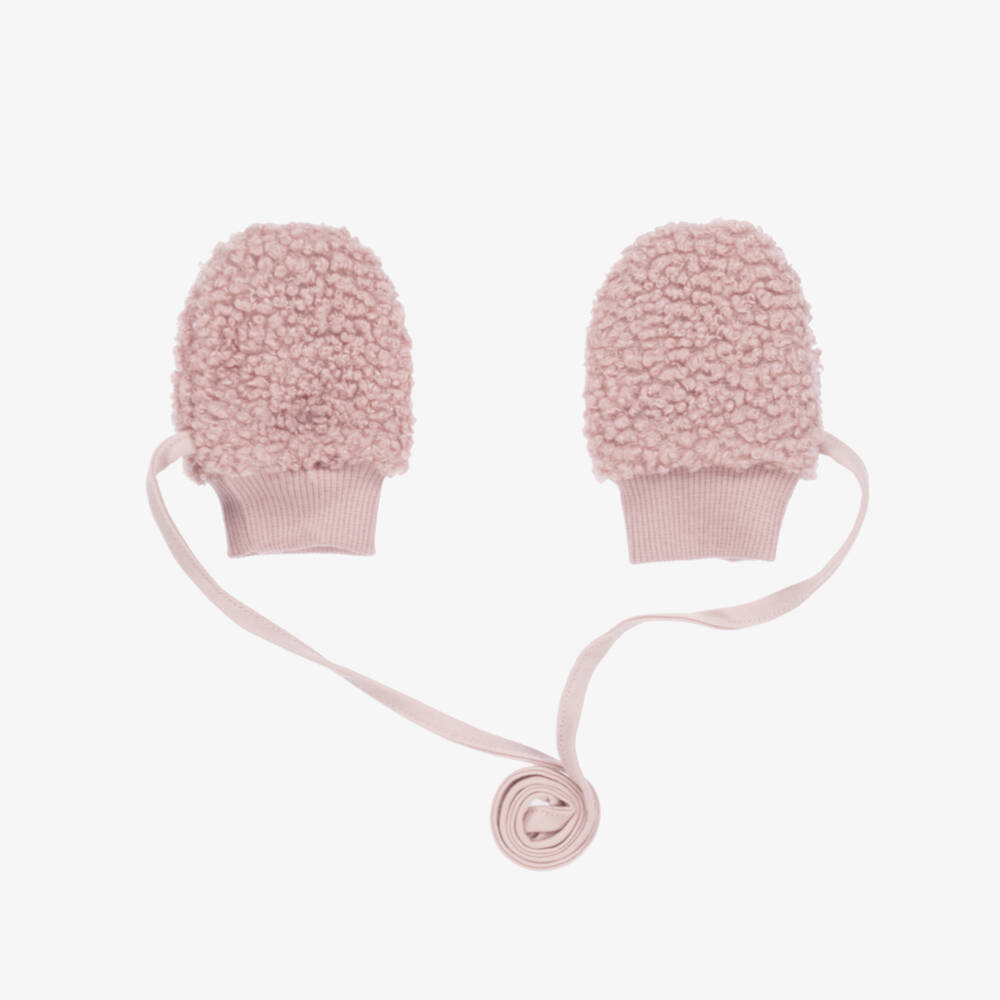 Jamiks-Girls Dusky Pink Bouclé Mittens | Childrensalon Outlet