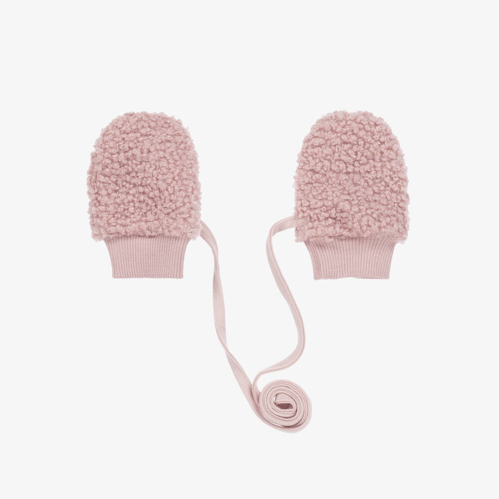 Jamiks-Girls Dusky Pink Bouclé Mittens | Childrensalon Outlet